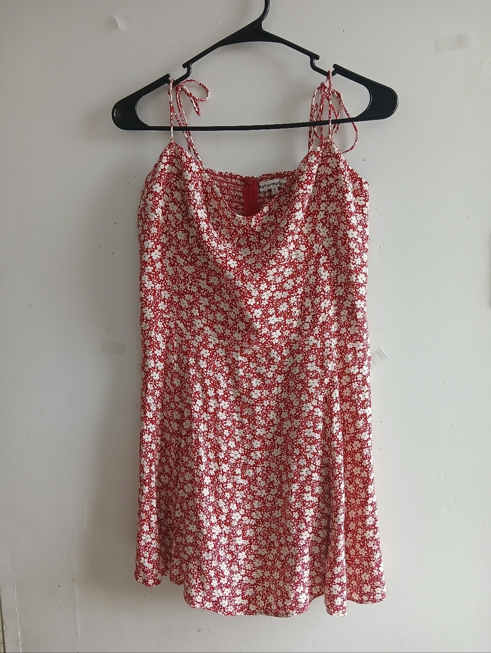 Reformation Red and White Floral Slip Dress
